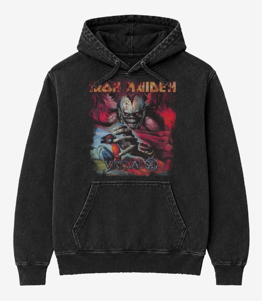 Poleron Canguro Acid Wash Negro de Virtual XI