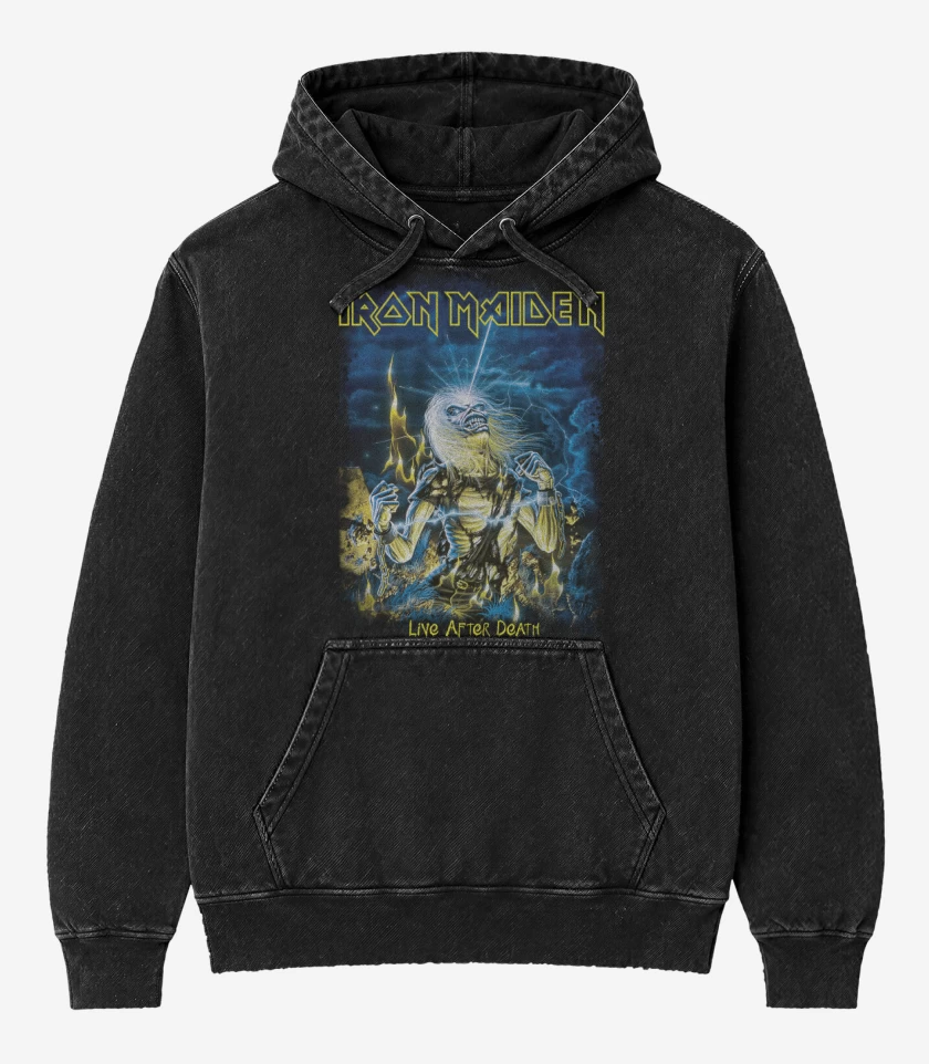 Poleron Canguro Acid Wash Negro de Live After Death