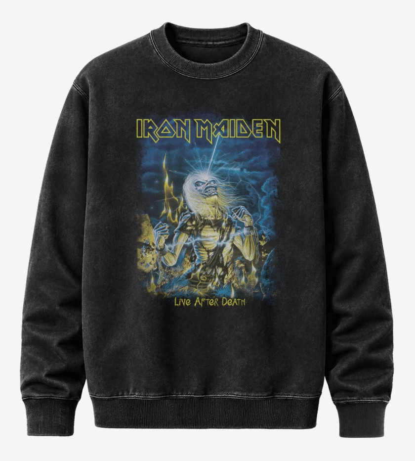 Poleron Polo Acid Wash Negro de Live After Death