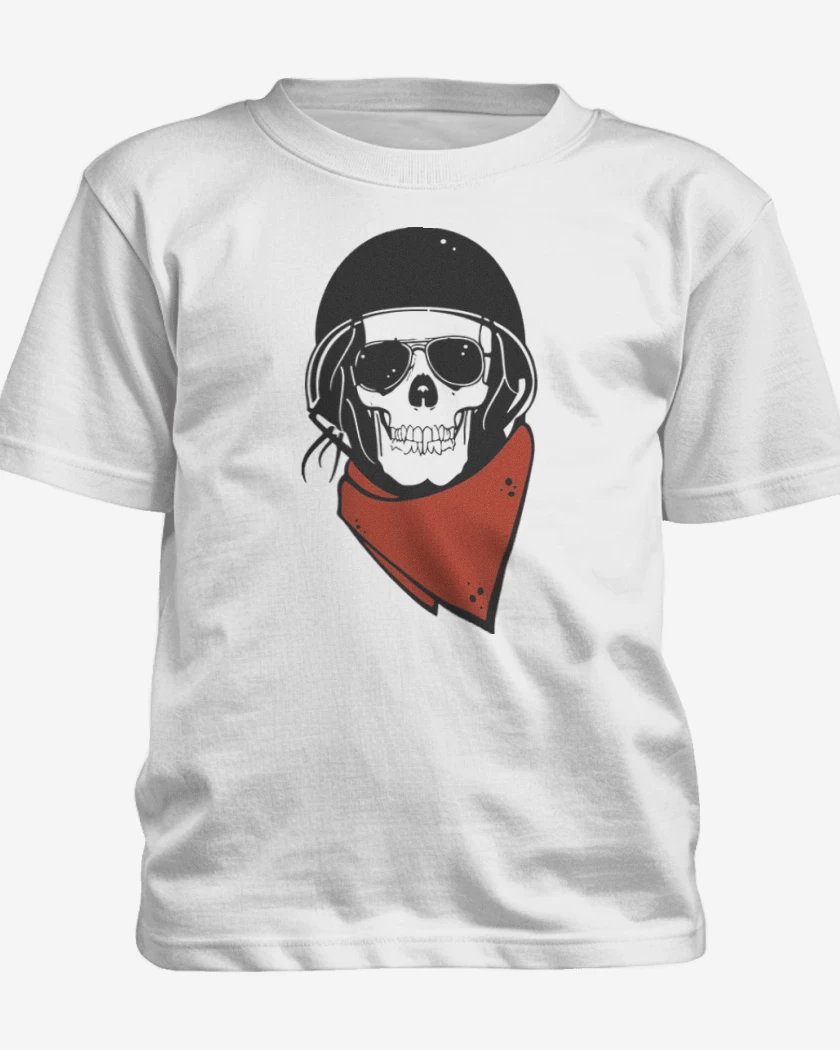 Polera de niño Blanco de Moto skull
