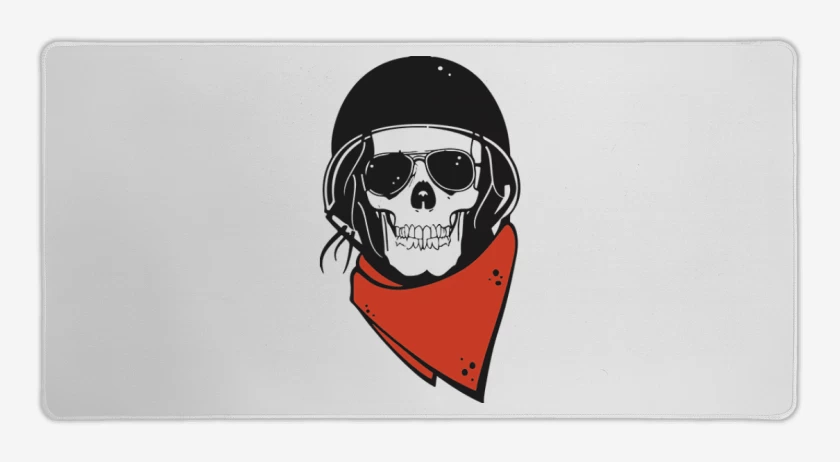 Mouse pad Gamer Blanco de Moto skull