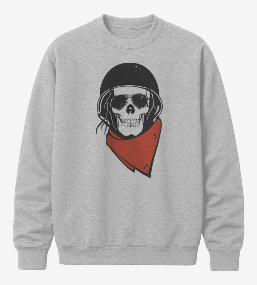 Poleron polo Gris Melange de Moto skull