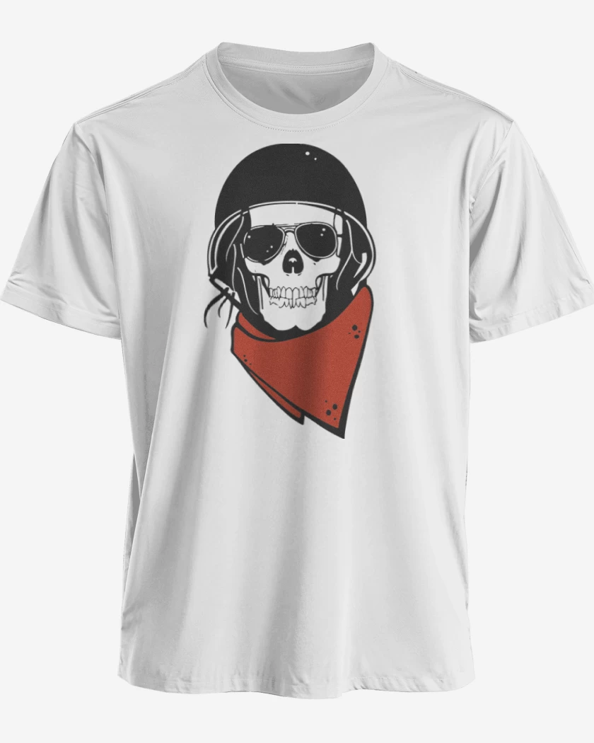 Polera premium Blanco de Moto skull