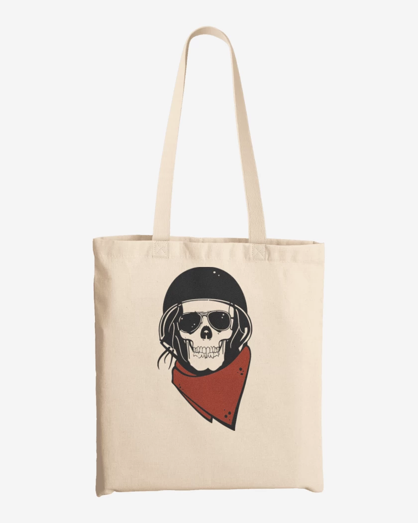 Totebag Blanco de Moto skull