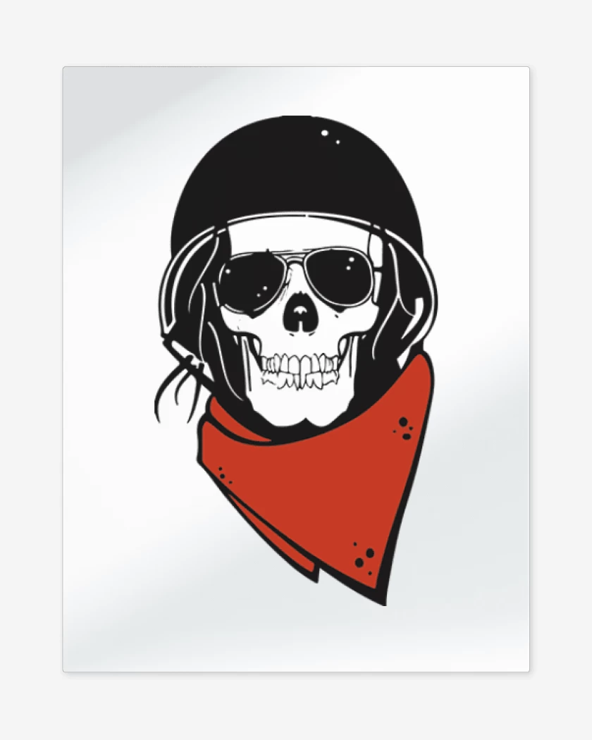 Print metalico Blanco de Moto skull