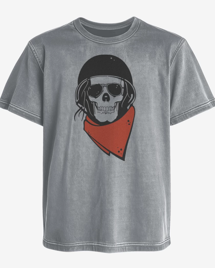 Polera desgastada Gris Melange de Moto skull