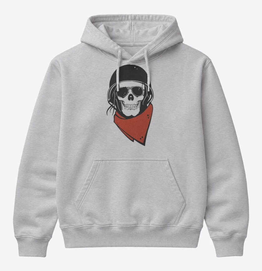 Poleron Canguro básico Gris Melange de Moto skull