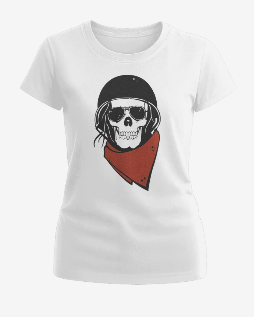 Polera de Mujer Blanco de Moto skull