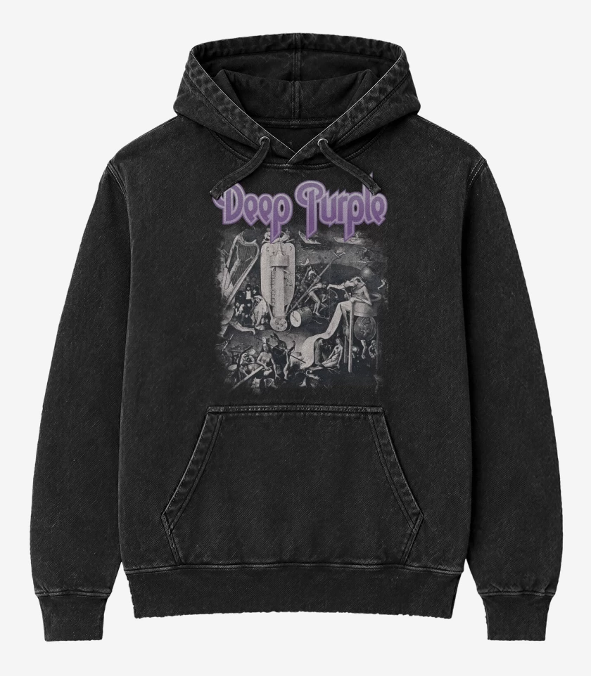 Poleron Canguro Acid Wash Negro de Deep Purple III