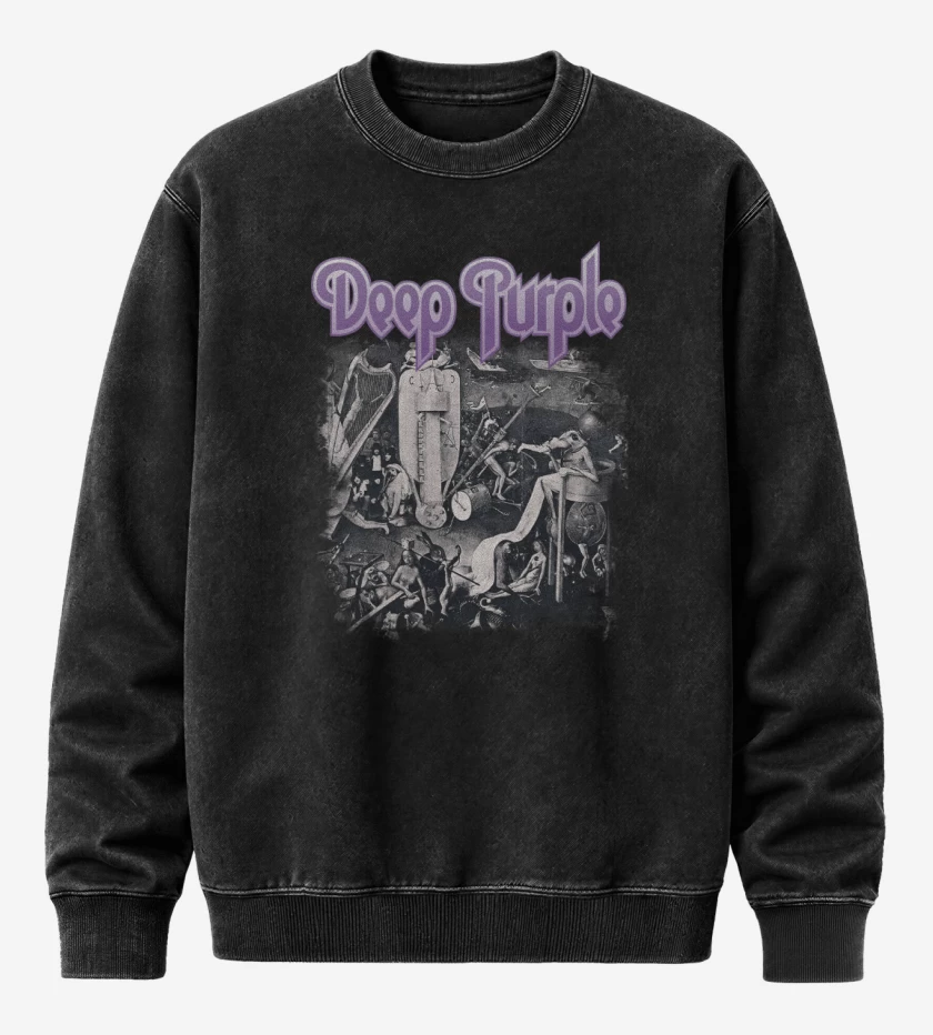 Poleron Polo Acid Wash Negro de Deep Purple III