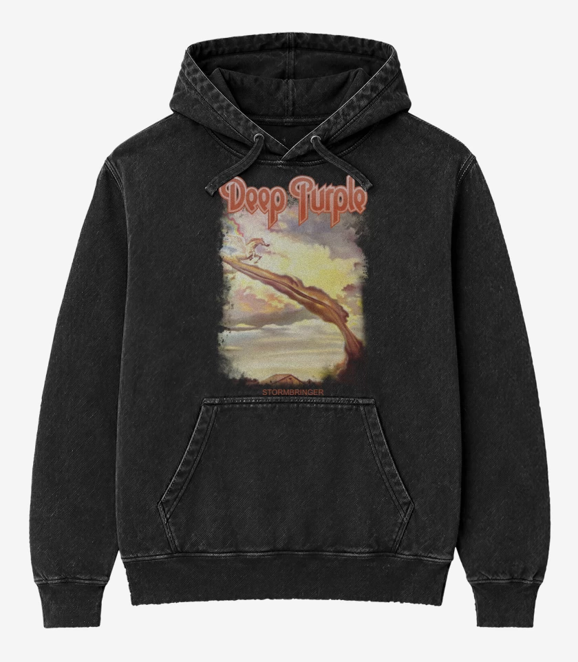 Poleron Canguro Acid Wash Negro de Stormbringer