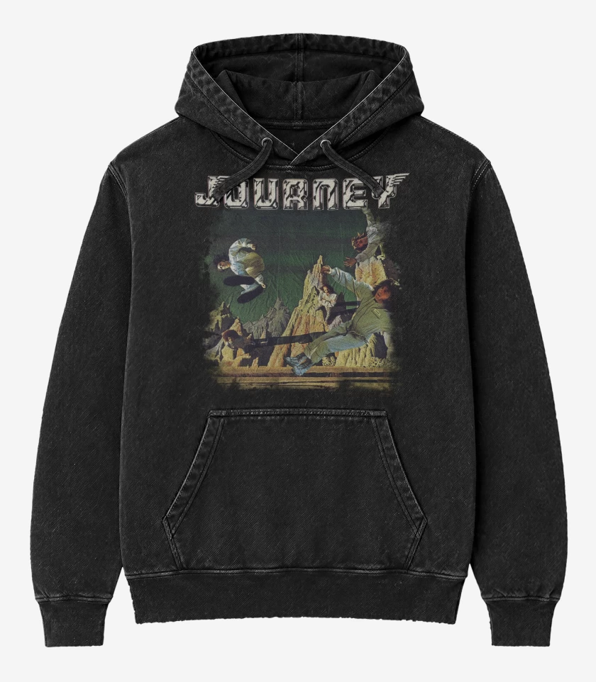 Poleron Canguro Acid Wash Negro de Journey Journey